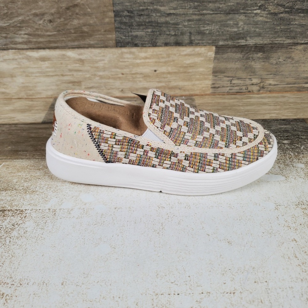 Hey Dude Sunapee Rainbow Jacquard Womens Loafer Shoes Sz 7 Cream Comfort Slip On